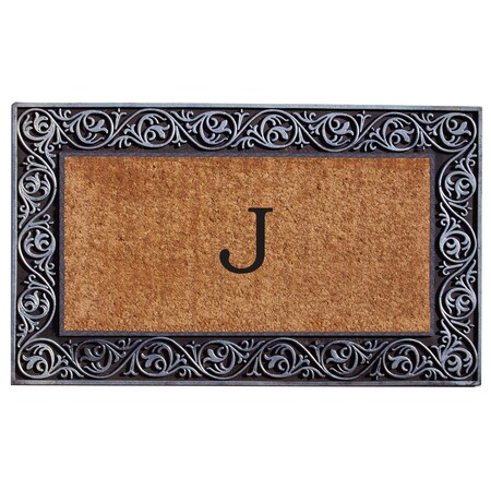 Monogram Door Mat, Silver, Black, Natural, 18 in W x 30 in L